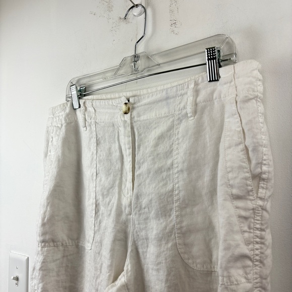 Olsen White Mona Linen Straight Pants - Picture 2 of 5